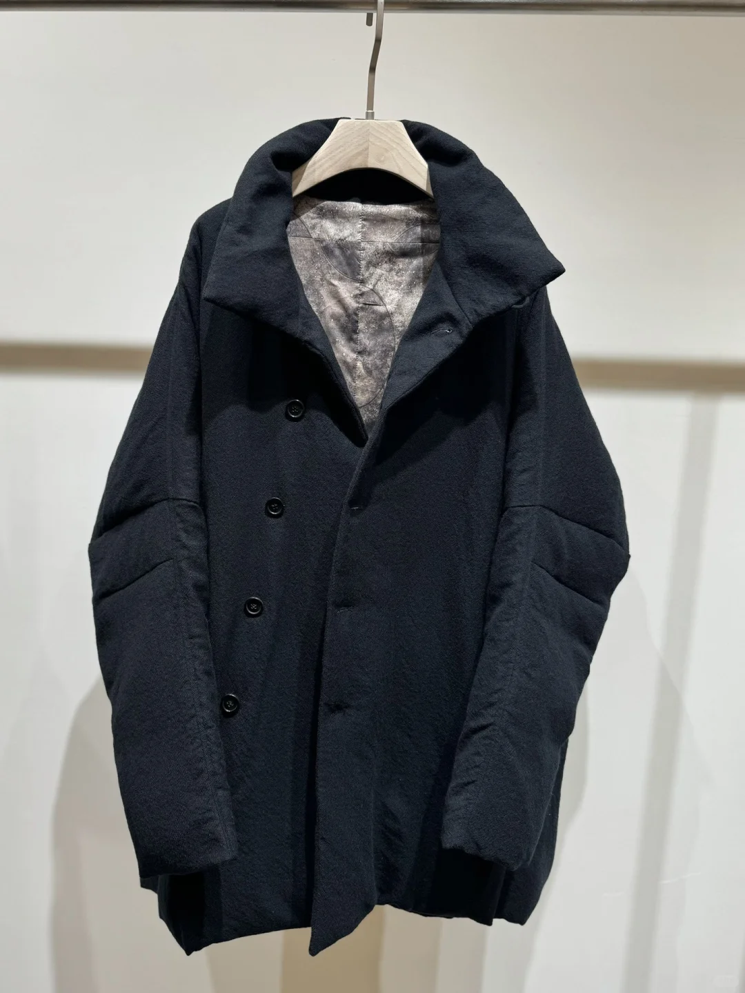 中式国潮单排扣斜门襟男女同款羊毛鹅绒大衣