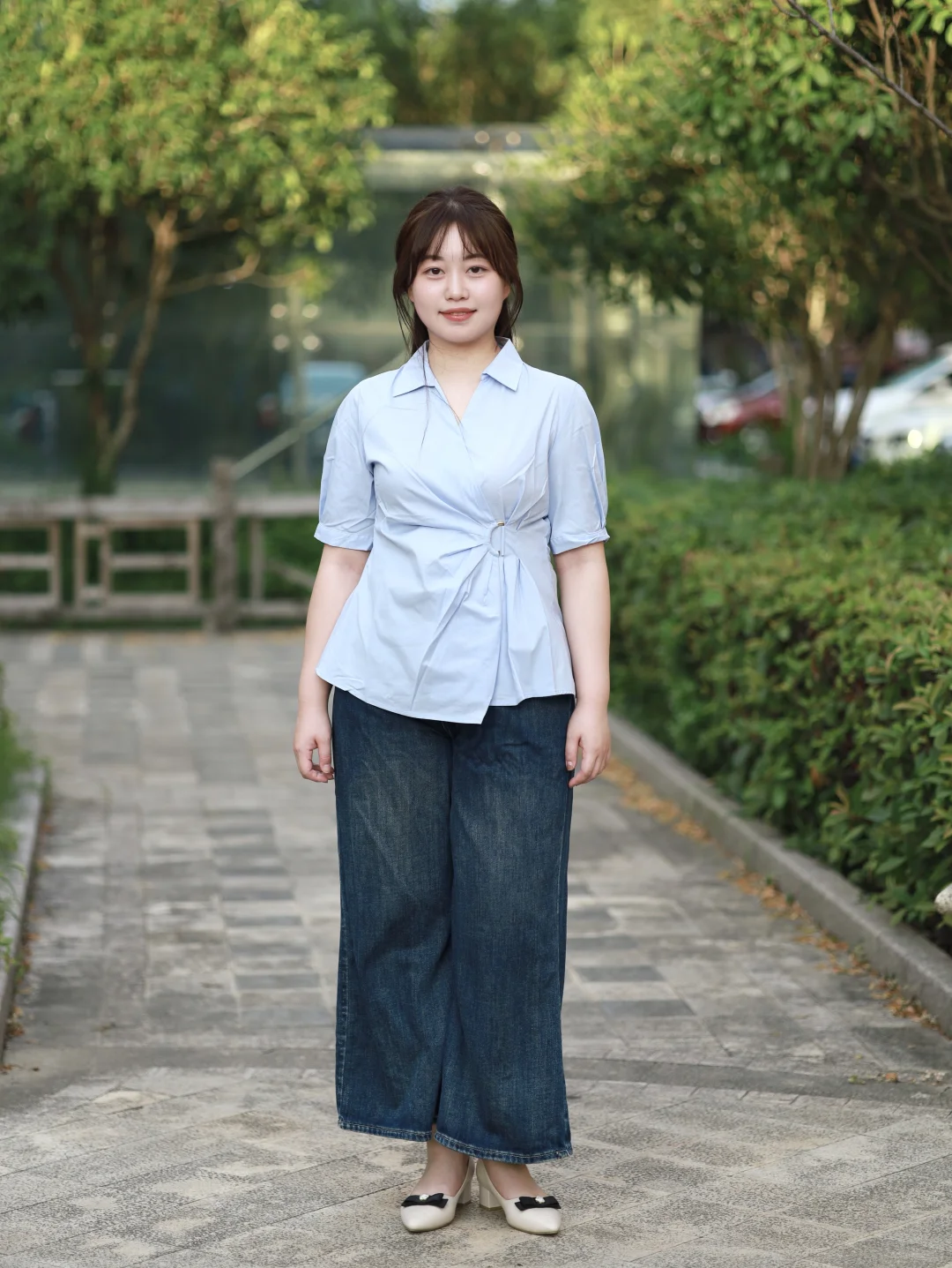 微胖通勤 简单不规则衬衫