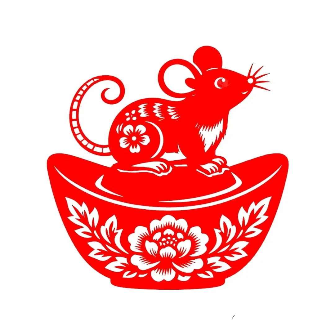 剪纸欣赏，十二生肖鼠。