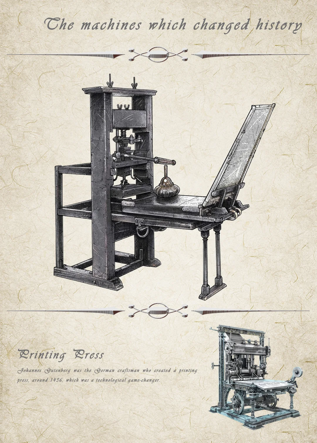 手绘机械•第004弹•旧式印刷机