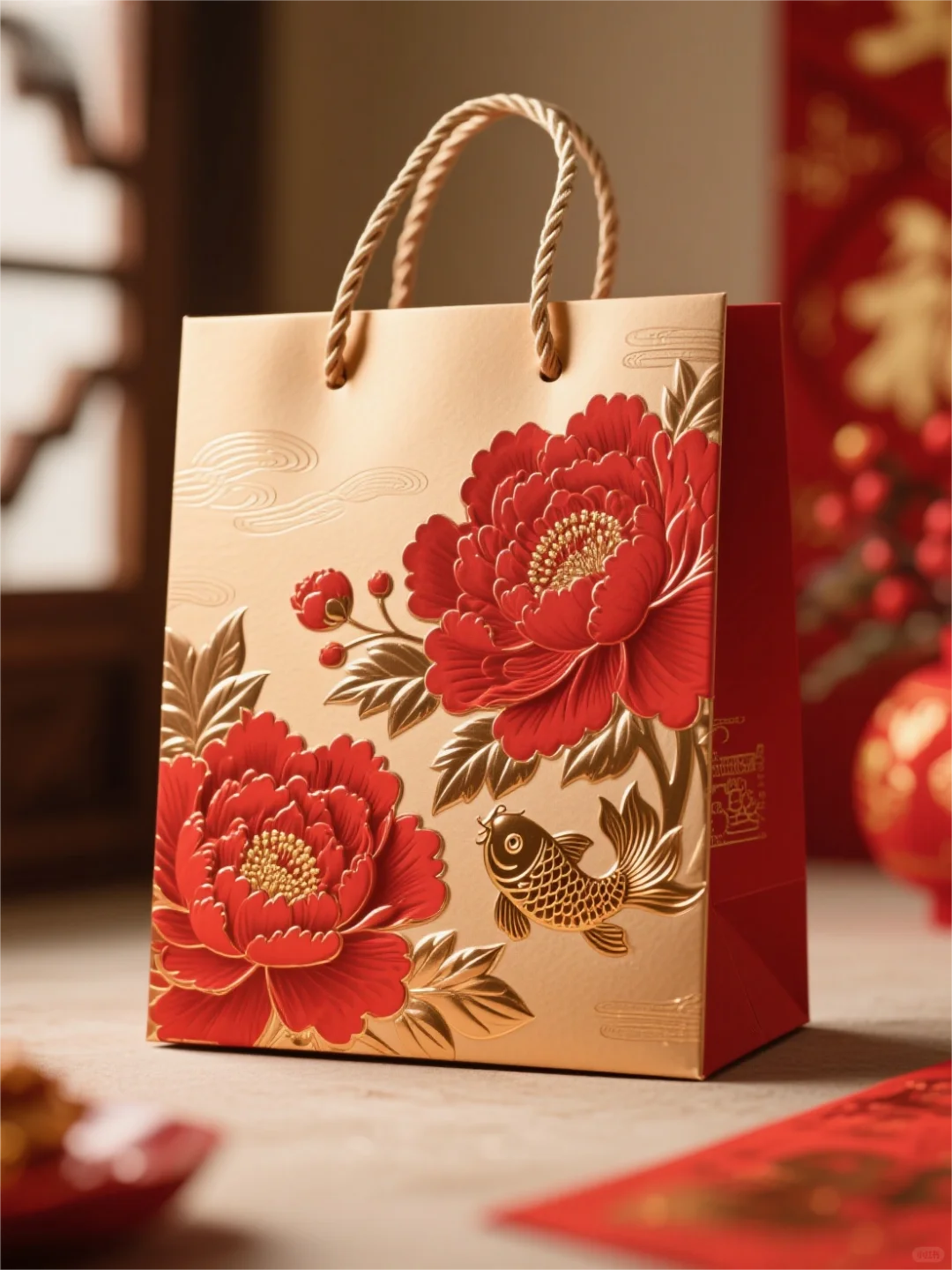 ? 当牡丹遇见锦鲤,年味有了形状