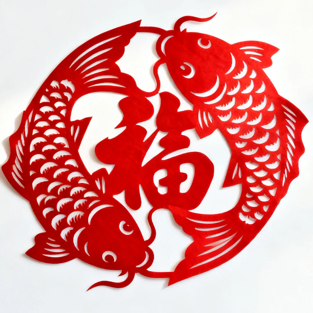 双鱼抱福剪纸｜连年有余剪纸免费分享