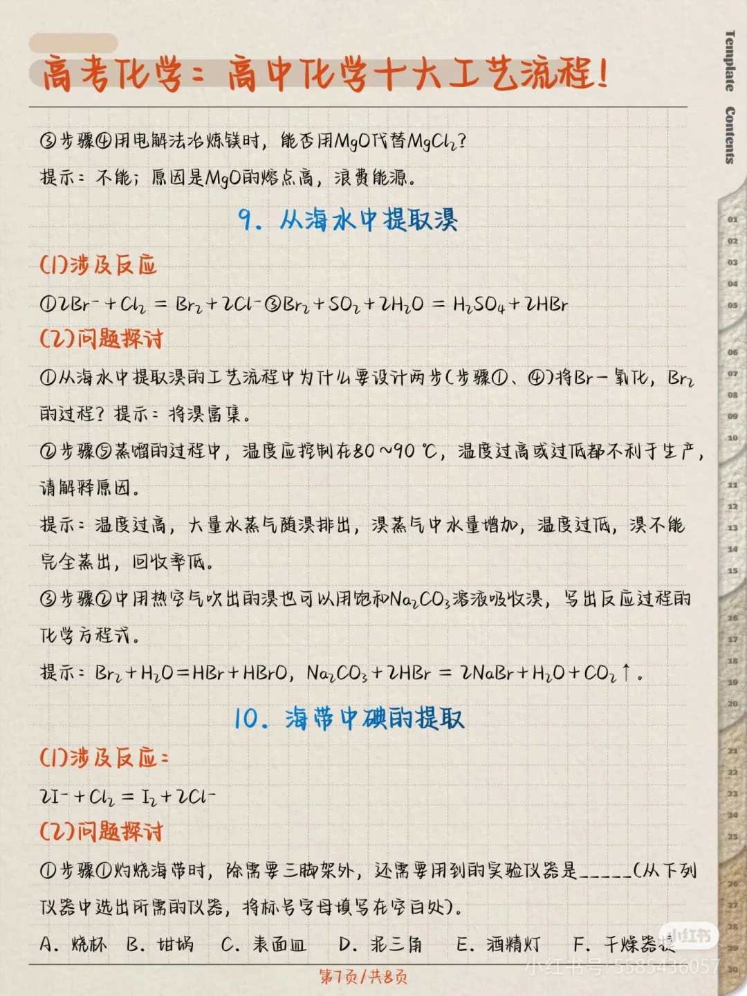 搬运工～高中化学课本上涉及的基本化工流程