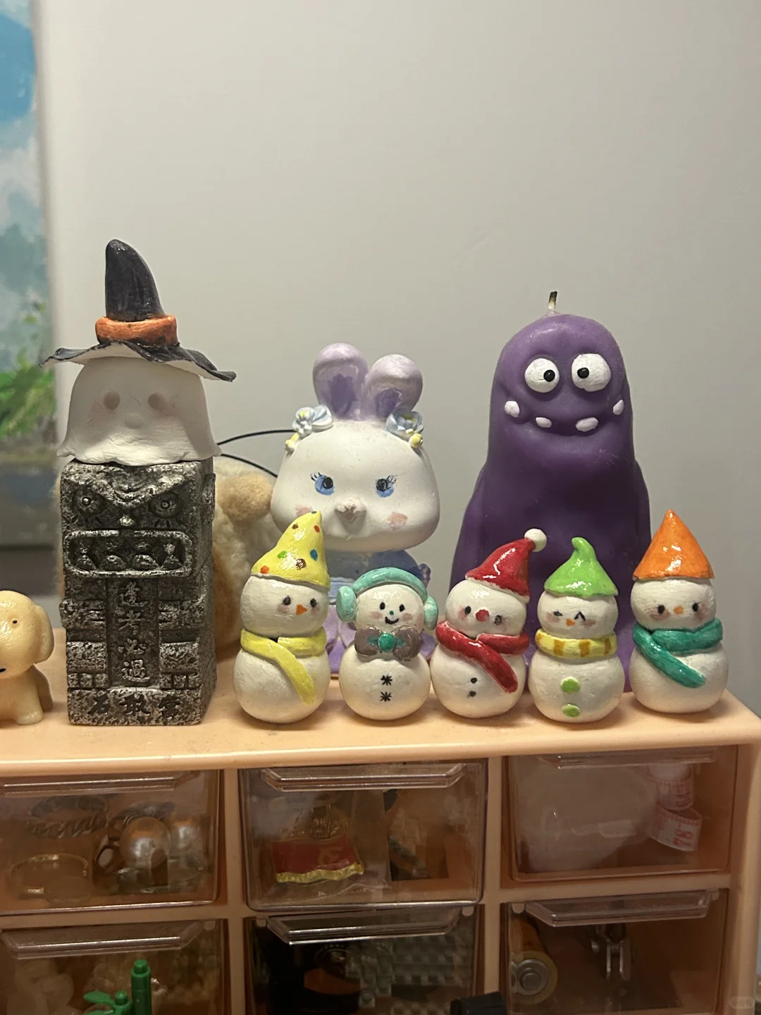 石塑粘土｜小雪人一家⛄️