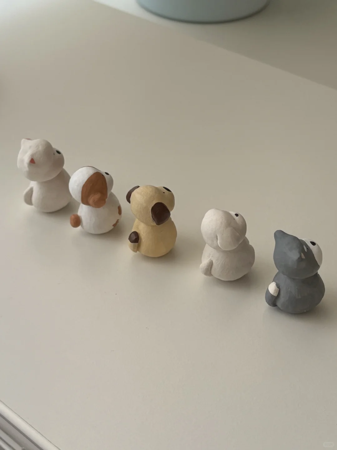 ☁️石塑粘土diyʕ •ᴥ•ʔ?排排坐小狗不倒翁?