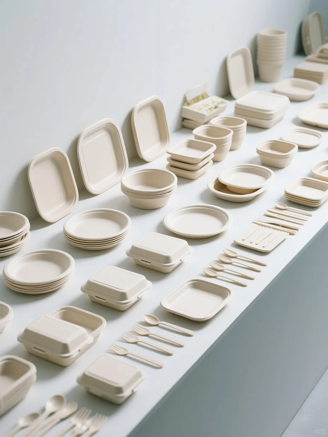 环保甘蔗浆餐盒：抑菌耐热，Logo压纹可定制