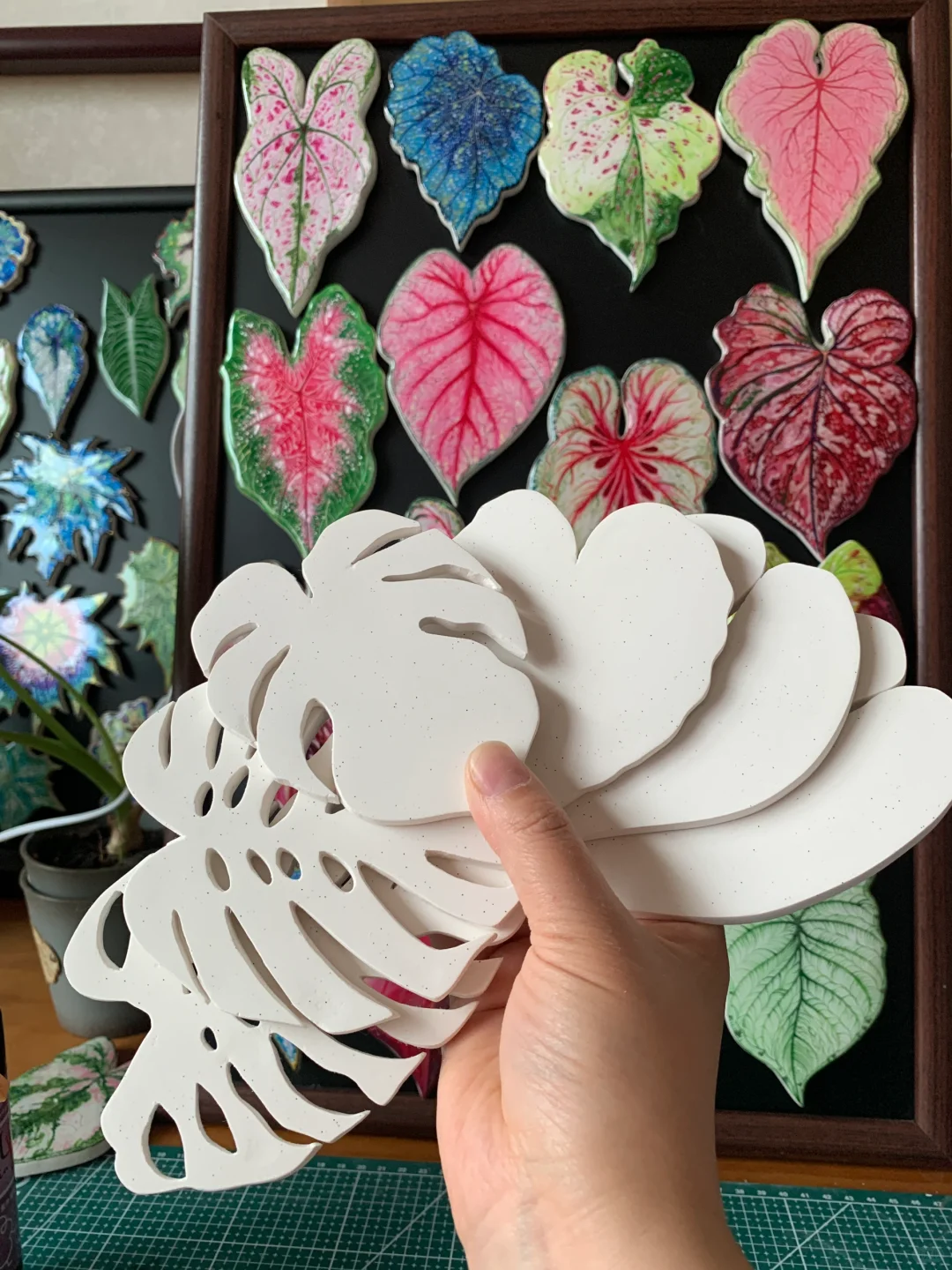 石塑粘土，彩叶芋冰箱贴、彩叶芋冰箱贴