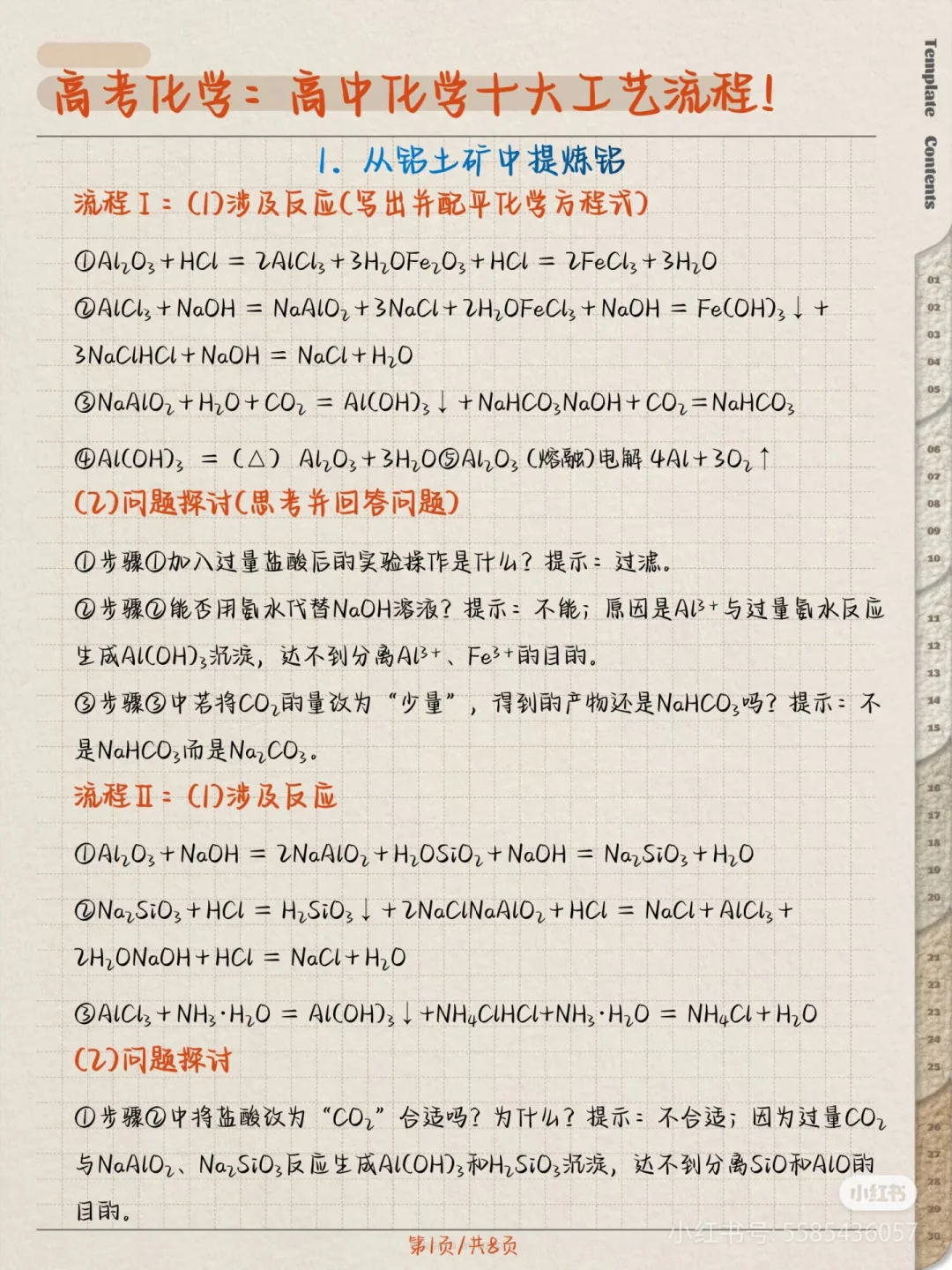 搬运工～高中化学课本上涉及的基本化工流程