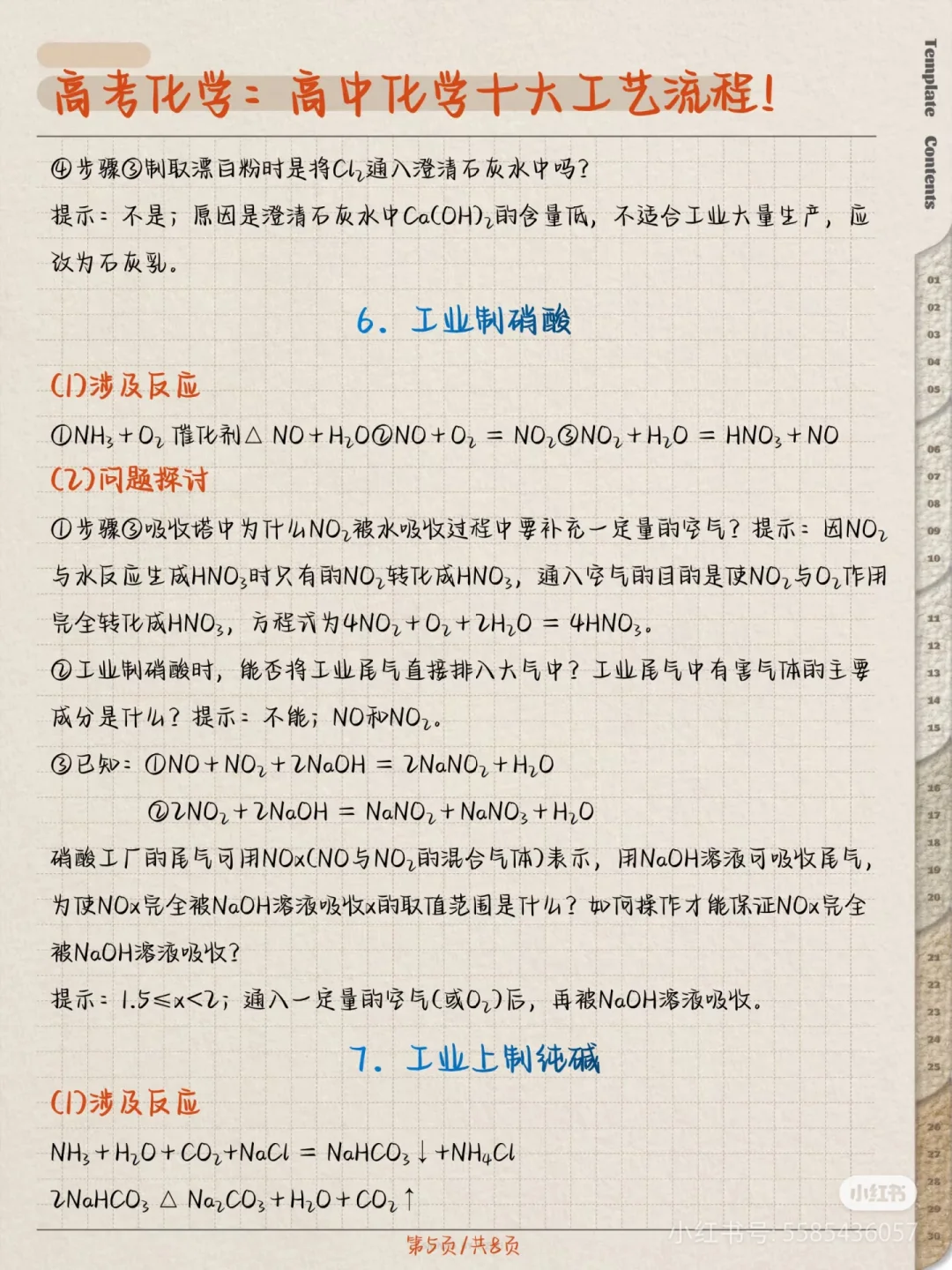 搬运工～高中化学课本上涉及的基本化工流程