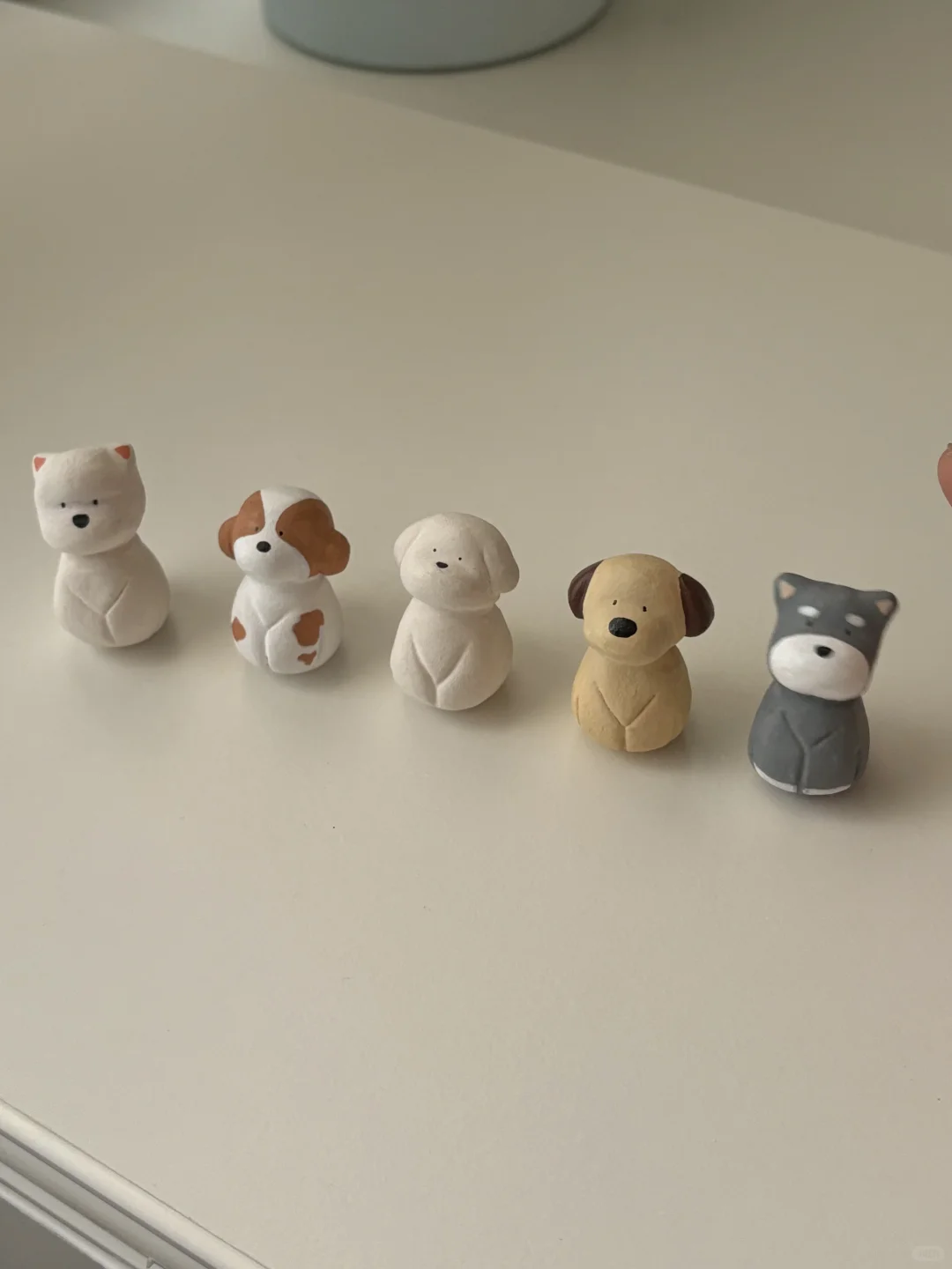 ☁️石塑粘土diyʕ •ᴥ•ʔ?排排坐小狗不倒翁?