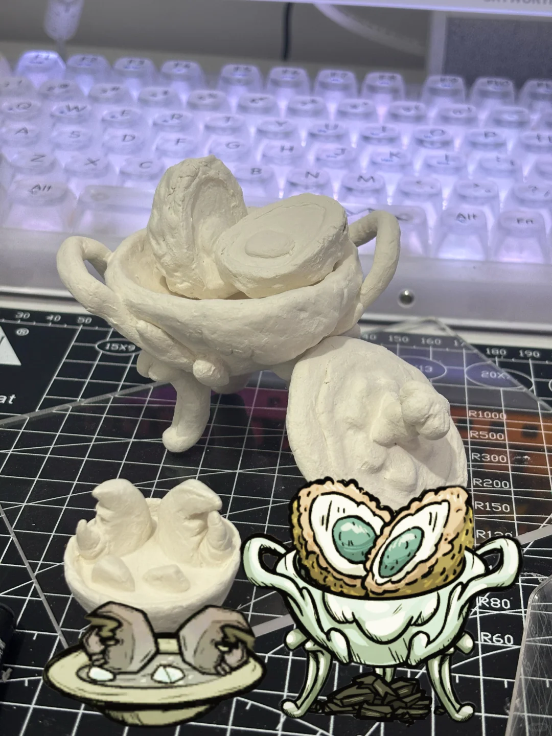 用石塑黏土捏了《饥荒》的锅和料理