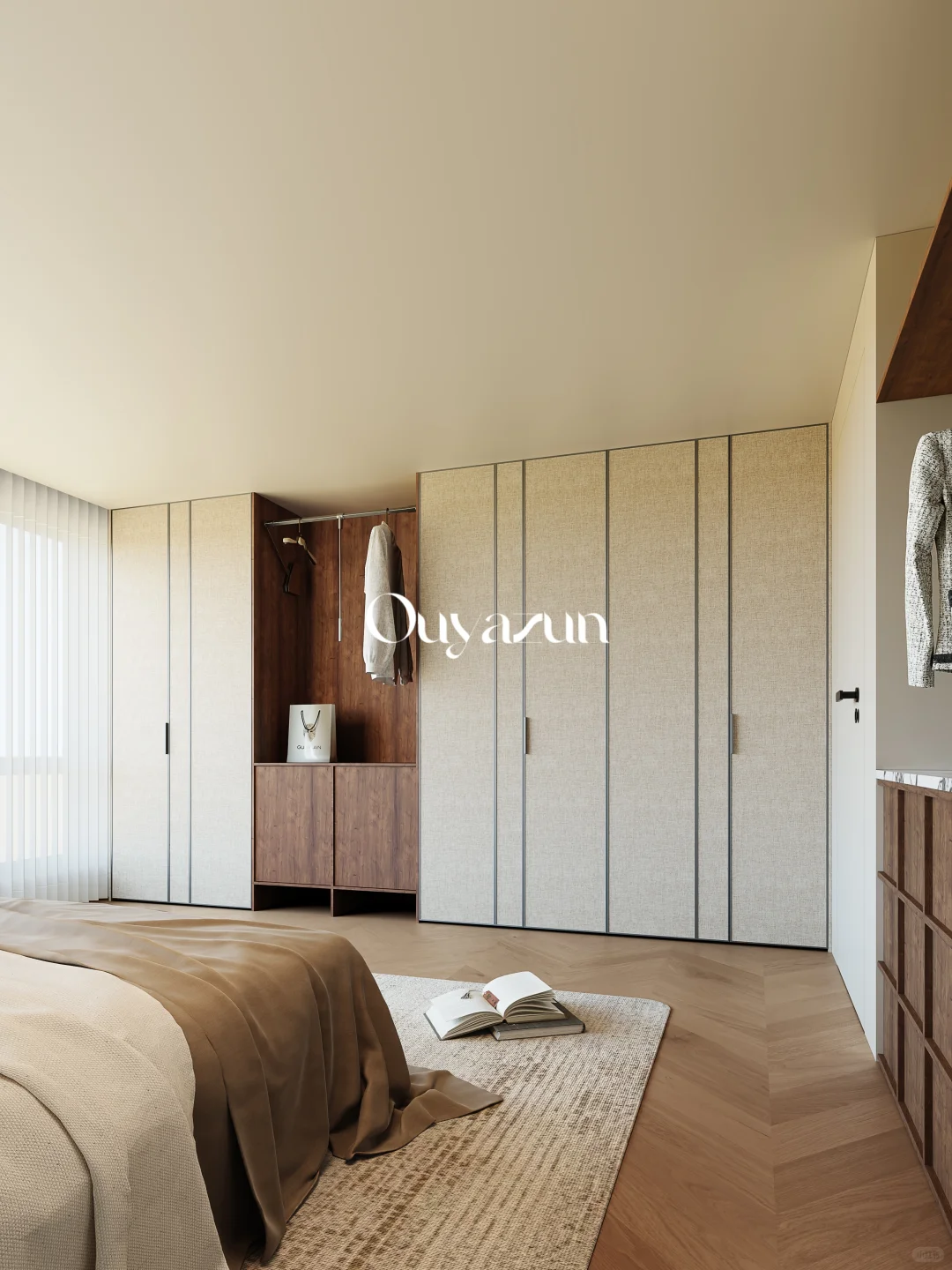 布纹与木纹的优雅碰撞｜打造衣柜的高级感