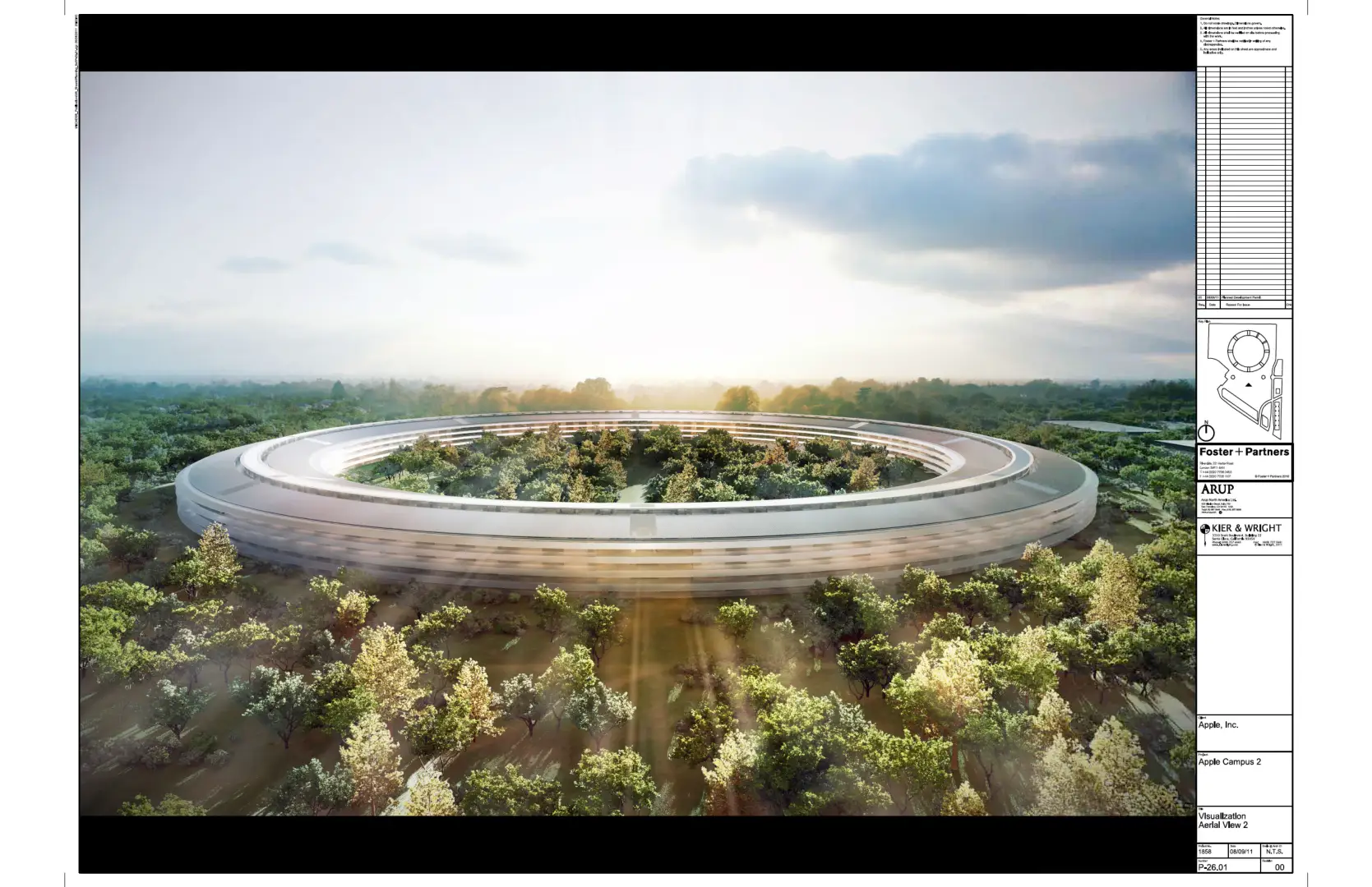 ApplePark建筑设计鸟瞰图及渲染效果