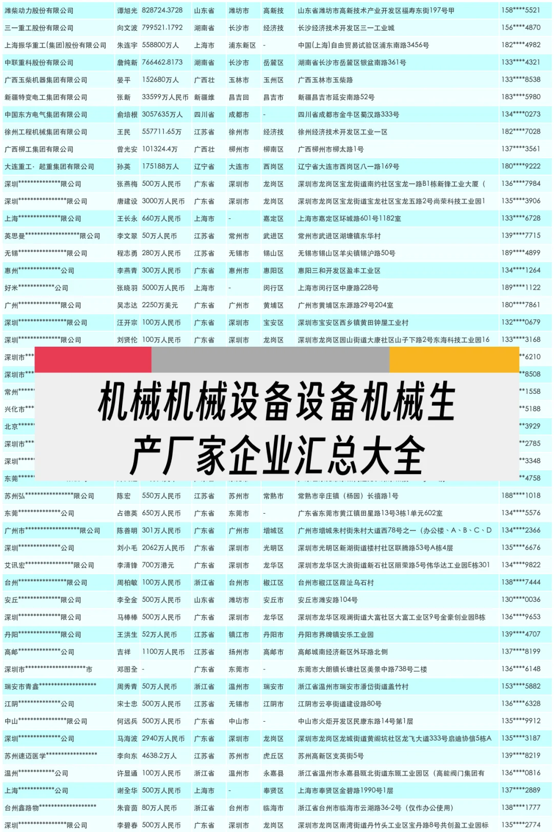 机械机械设备设备机械生产厂家企业汇总大全