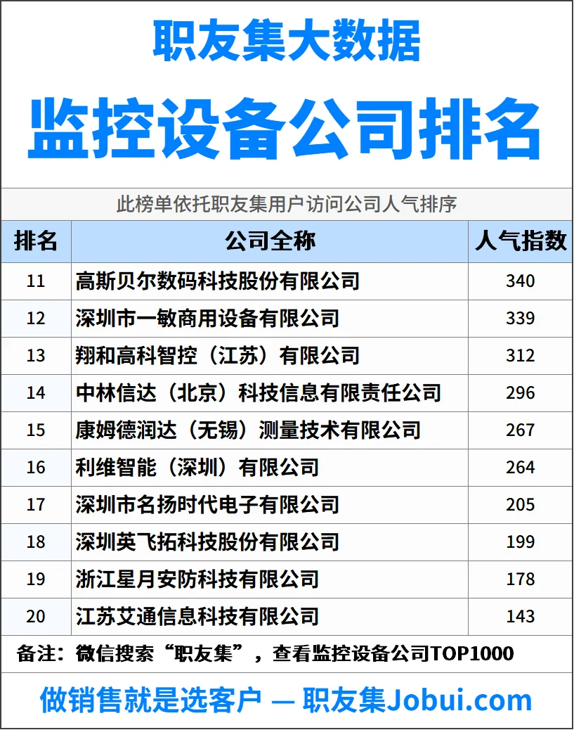 2025年中国监控设备公司排行榜