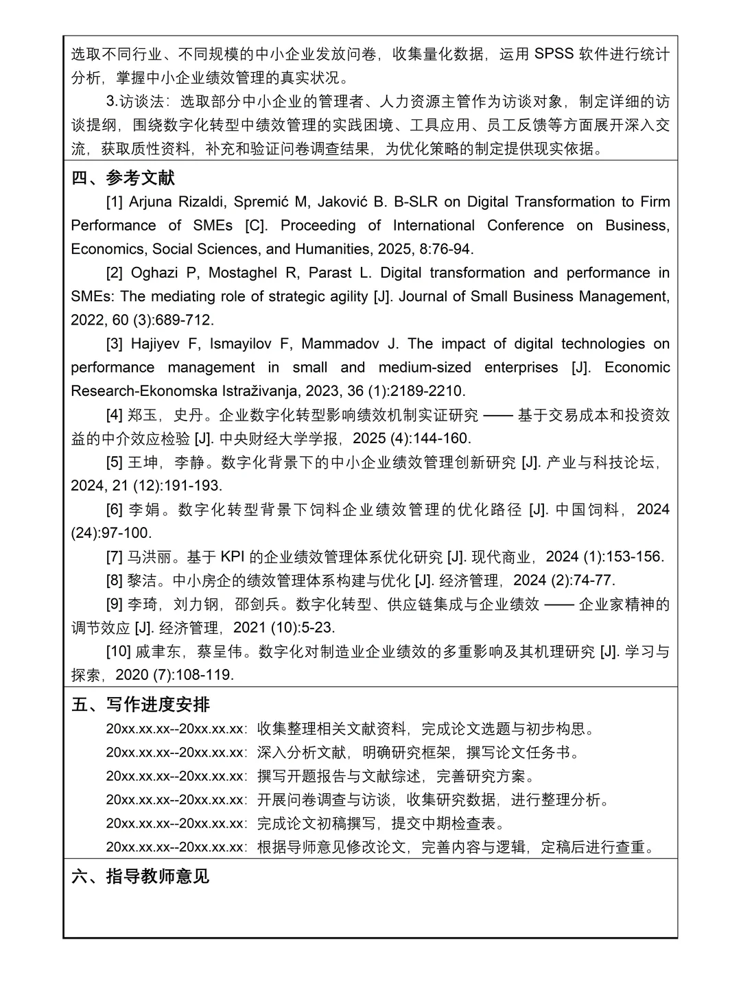 工商管理开题报告模板，直接抄??