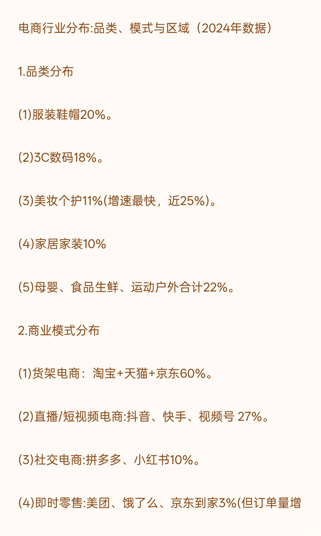 电商行业基础分布情况