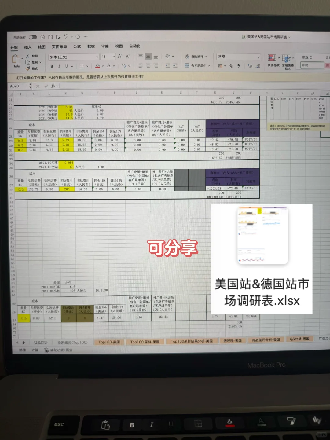 突然发现这份亚马逊市场调研模版思路好清晰