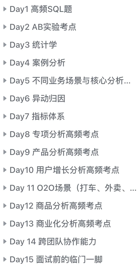 限时领取15天攻克数据分析面试（合集版）