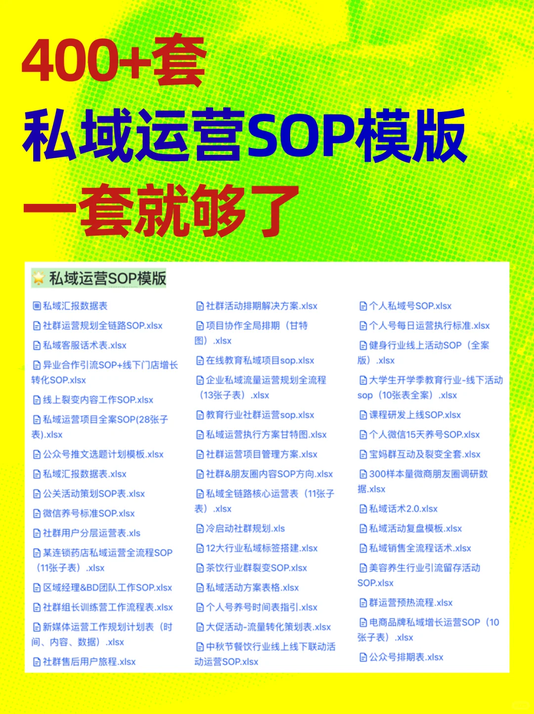 400套大厂私域SOP表格模版,仅限内部❗️