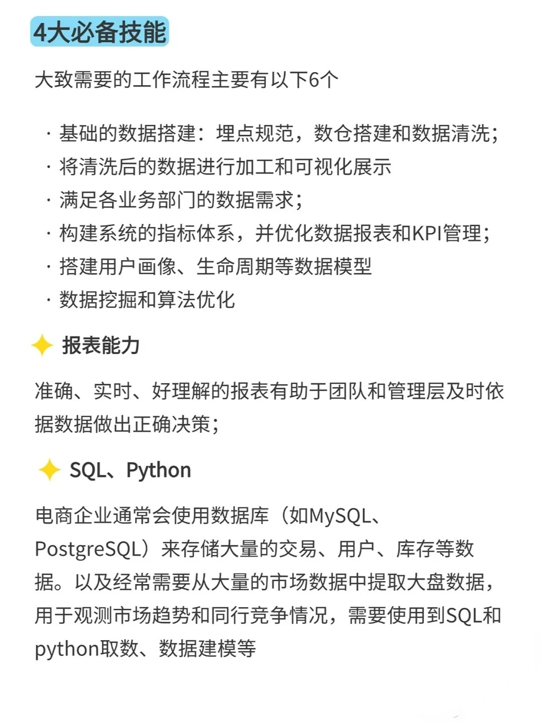 电商数据分析师的5大工作模块,4大技能要求