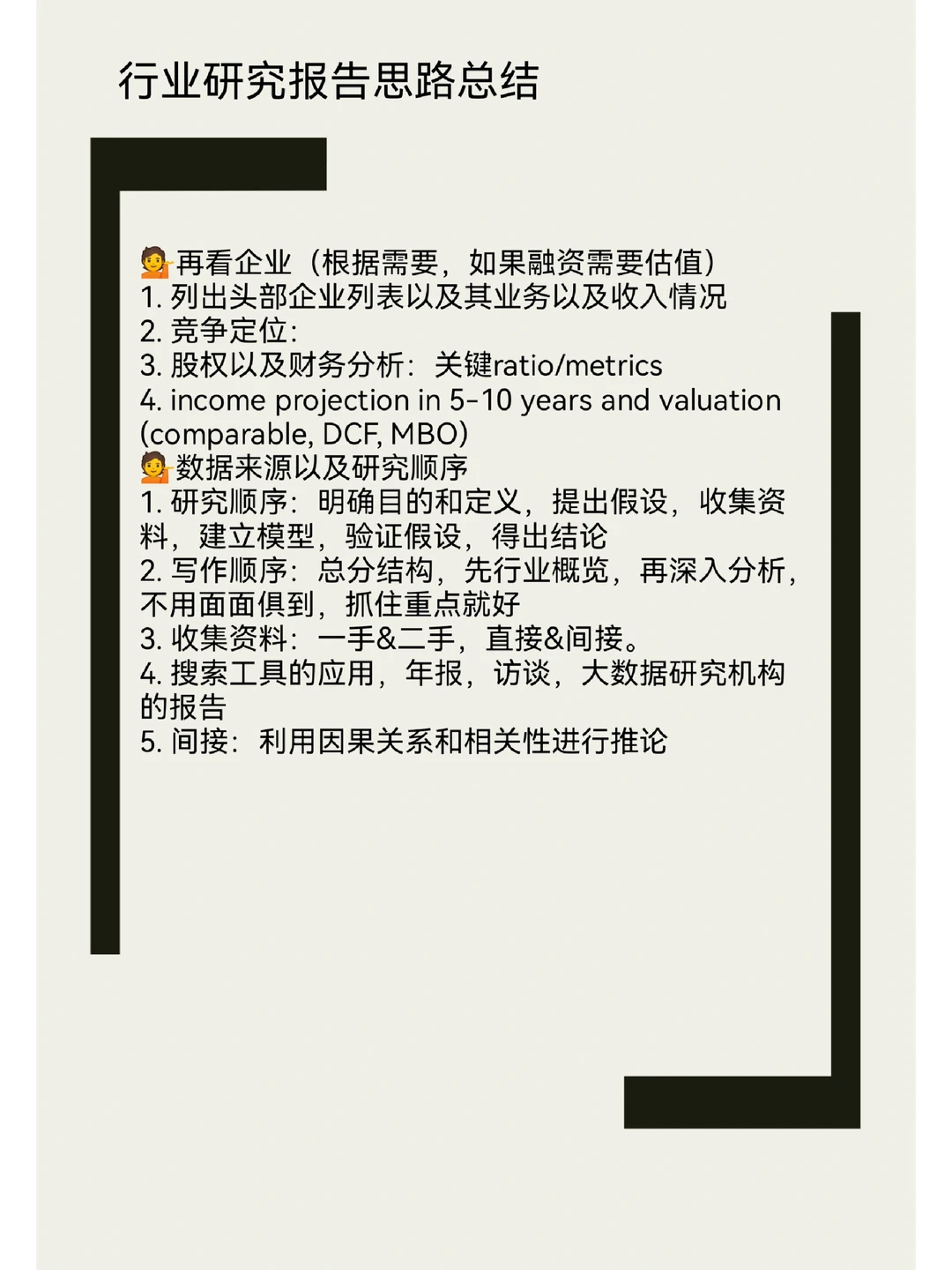 行业研究报告思路总结