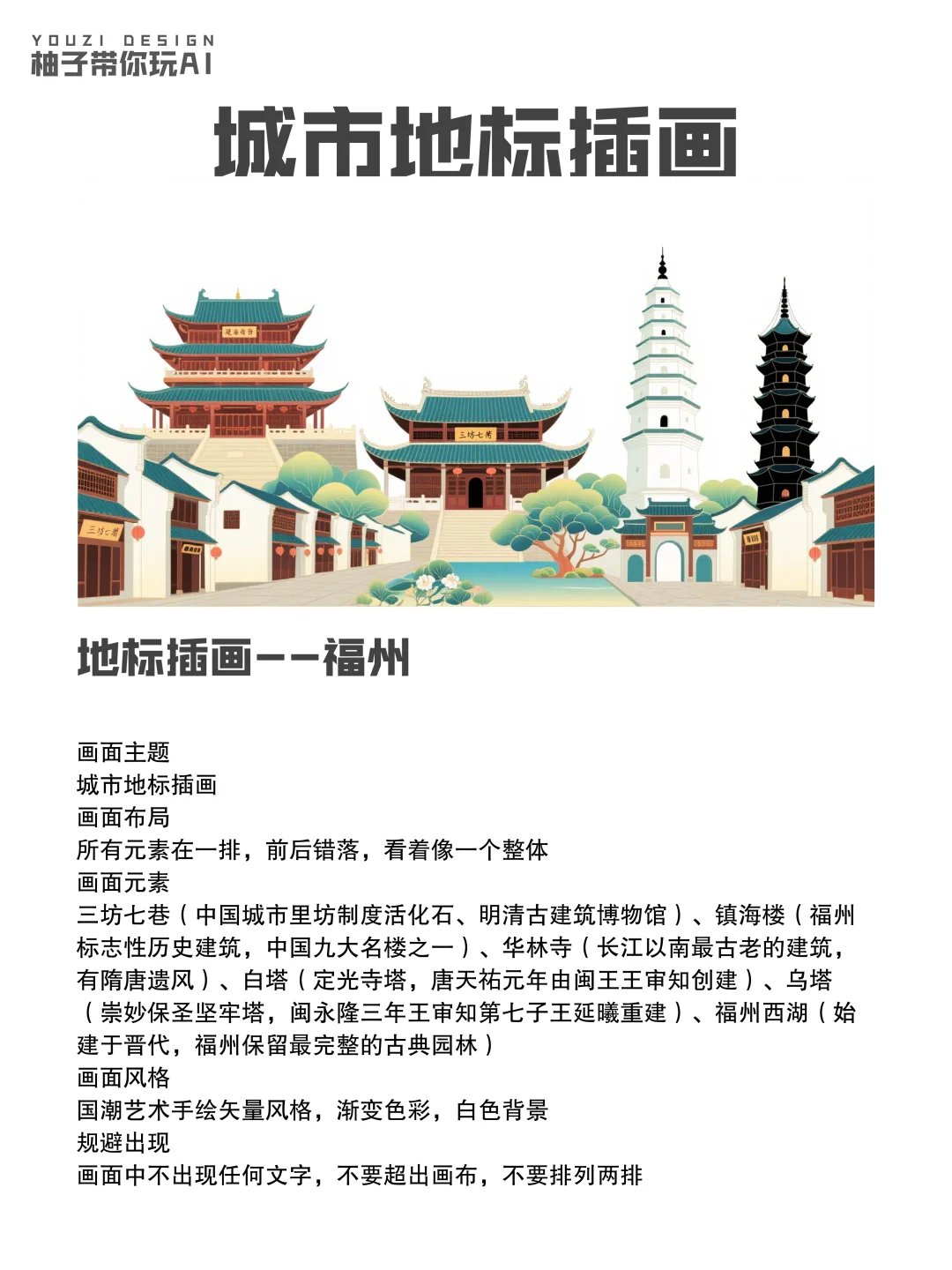码住?用AI做城市地标插画 | 附提示词?