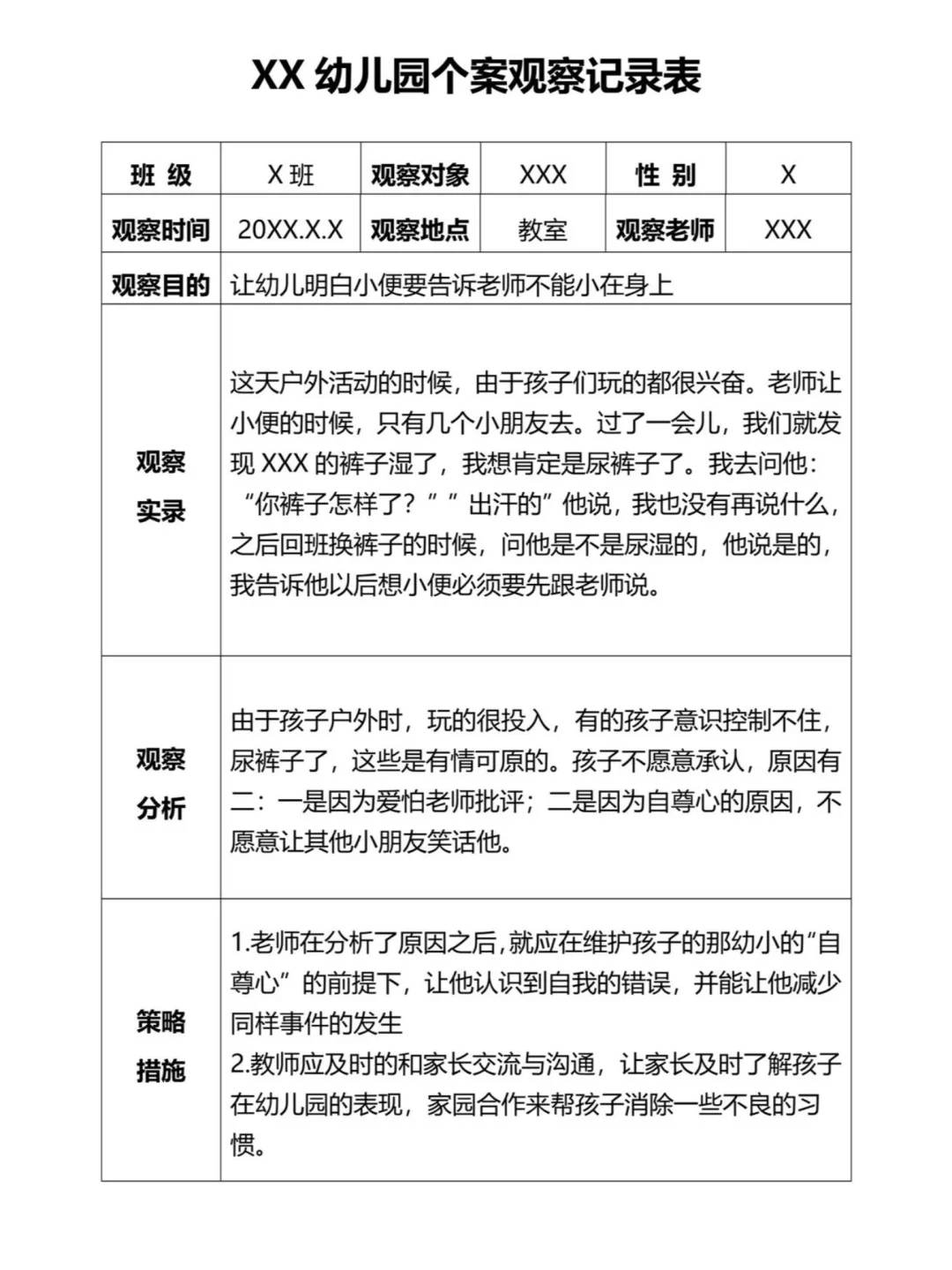 幼儿园 大中小班个案观察记录 9篇分享