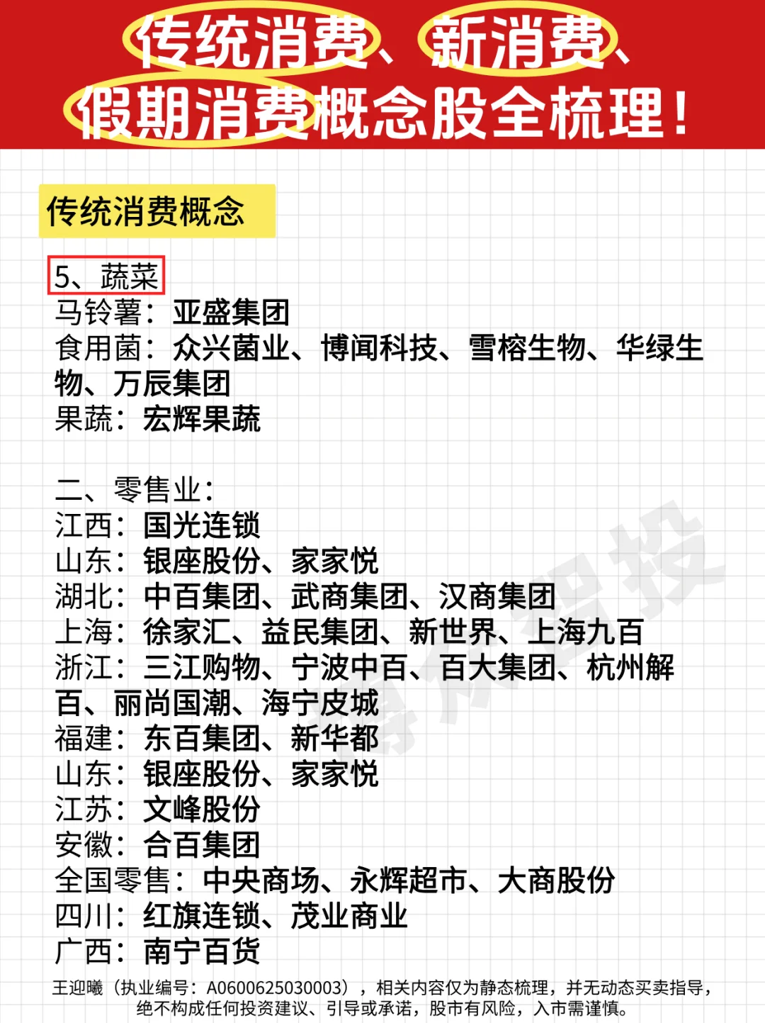 传统消费、新消费、假期消费概念股全梳理！