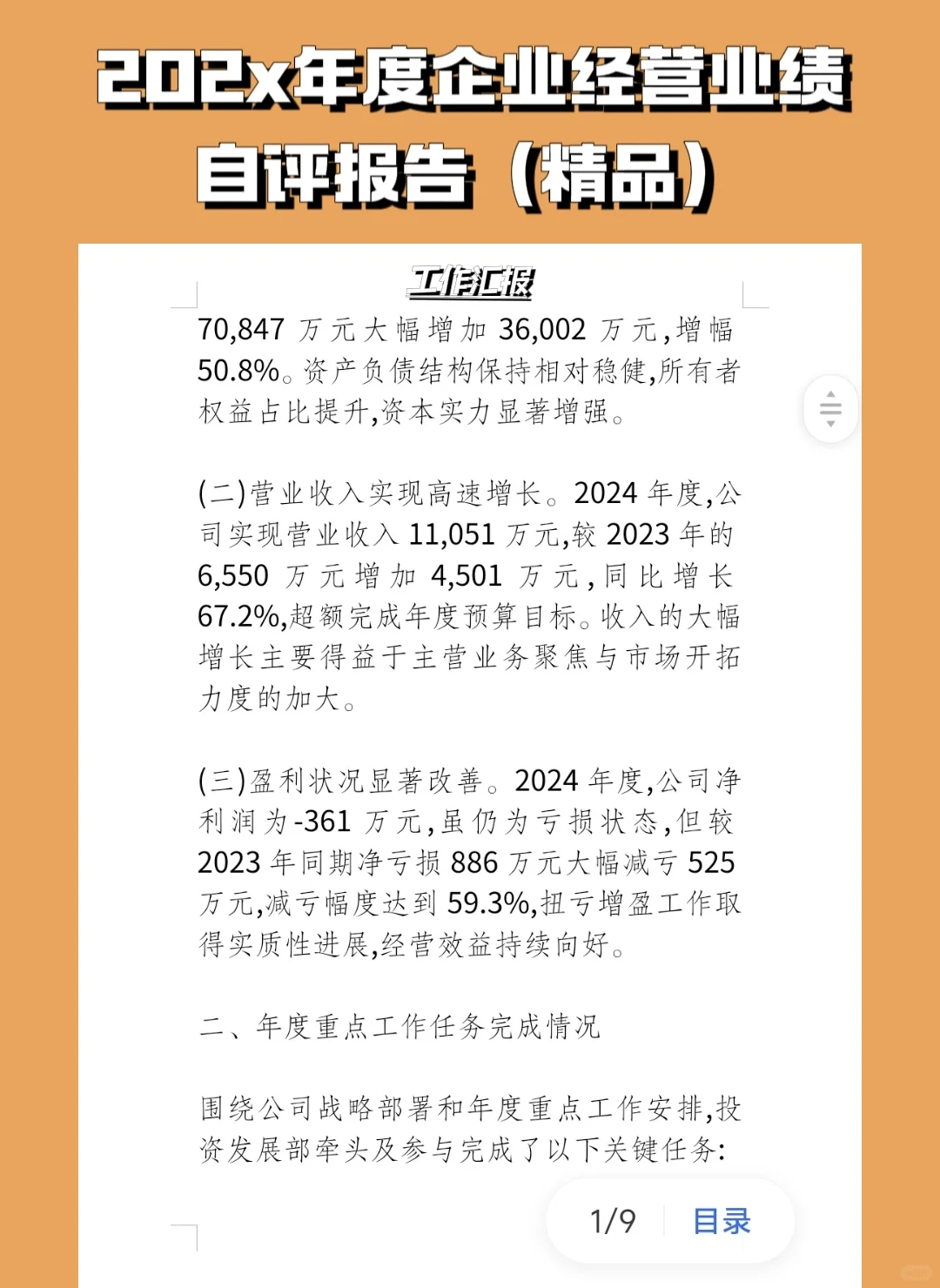202x年度企业经营业绩自评报告（精品）