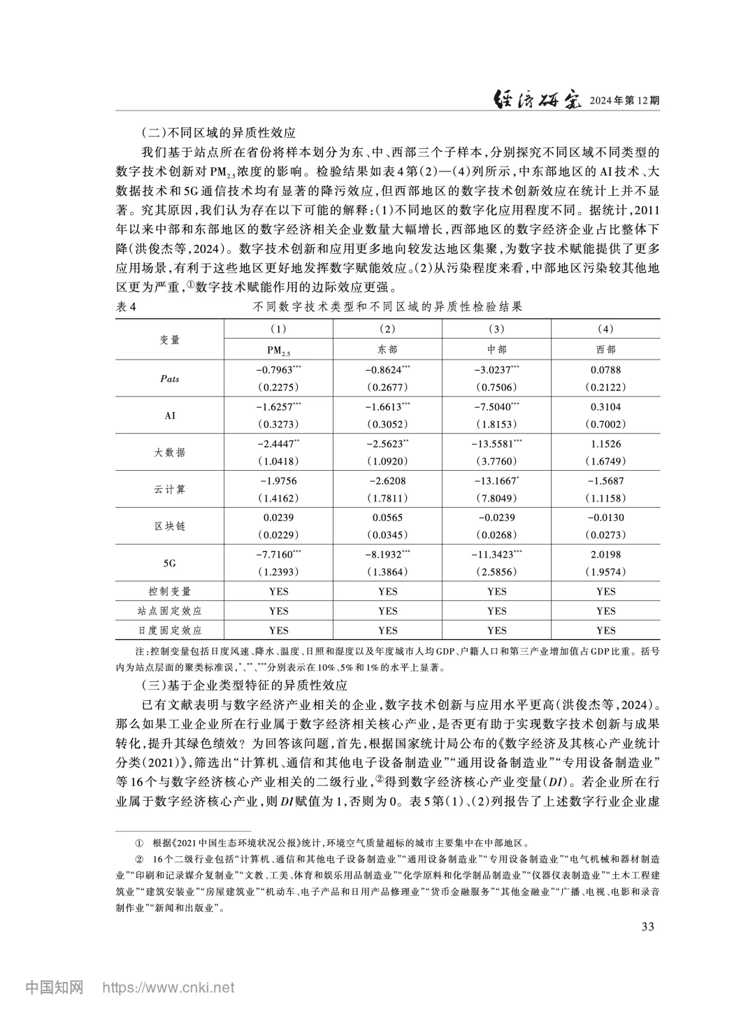 《经济研究》数字技术创新与空气污染治理