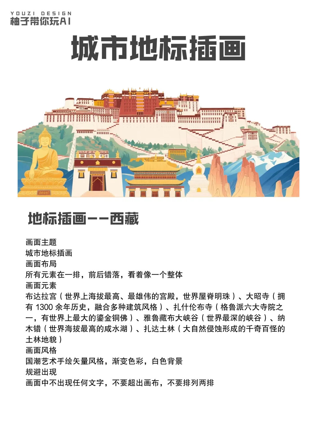 码住?用AI做城市地标插画 | 附提示词?