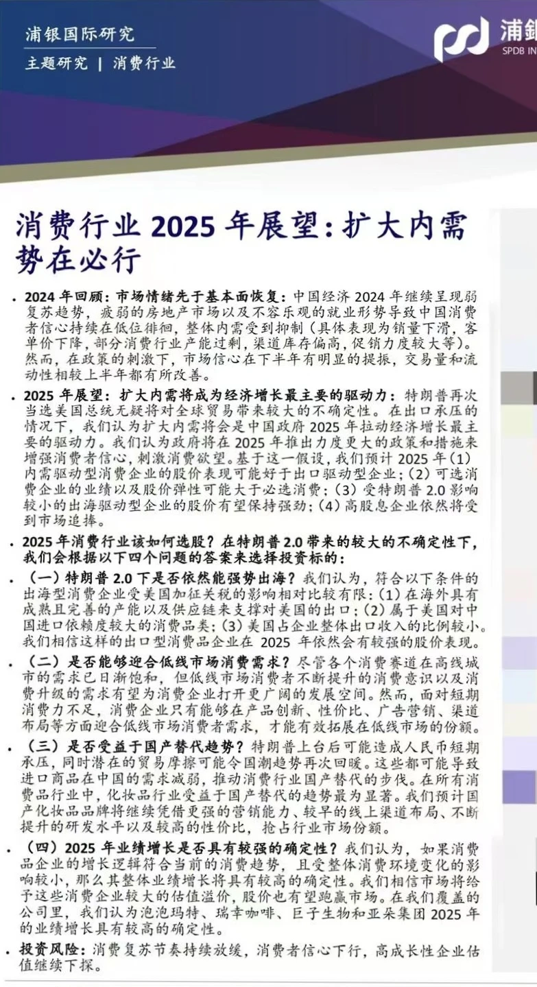 68页报告｜2025消费行业展望