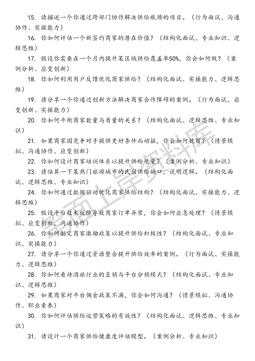 酒旅商家供给运营经理