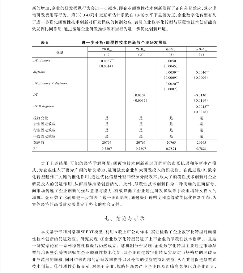 企业数字化转型对颠覆性技术创新 实证分析