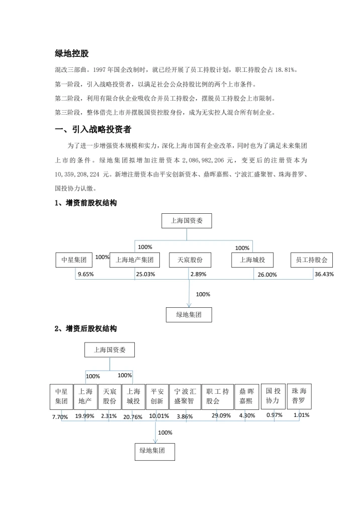 国企混合所有制改革案例