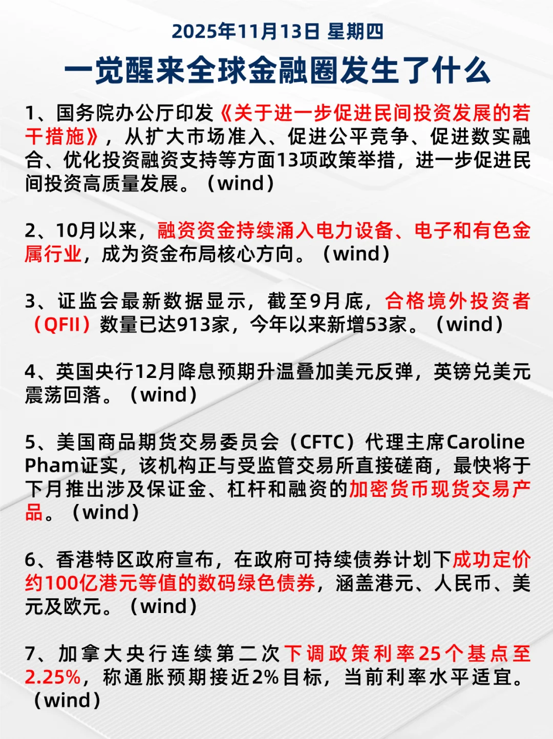 一觉醒来金融圈发生了什么?11月13日信息差