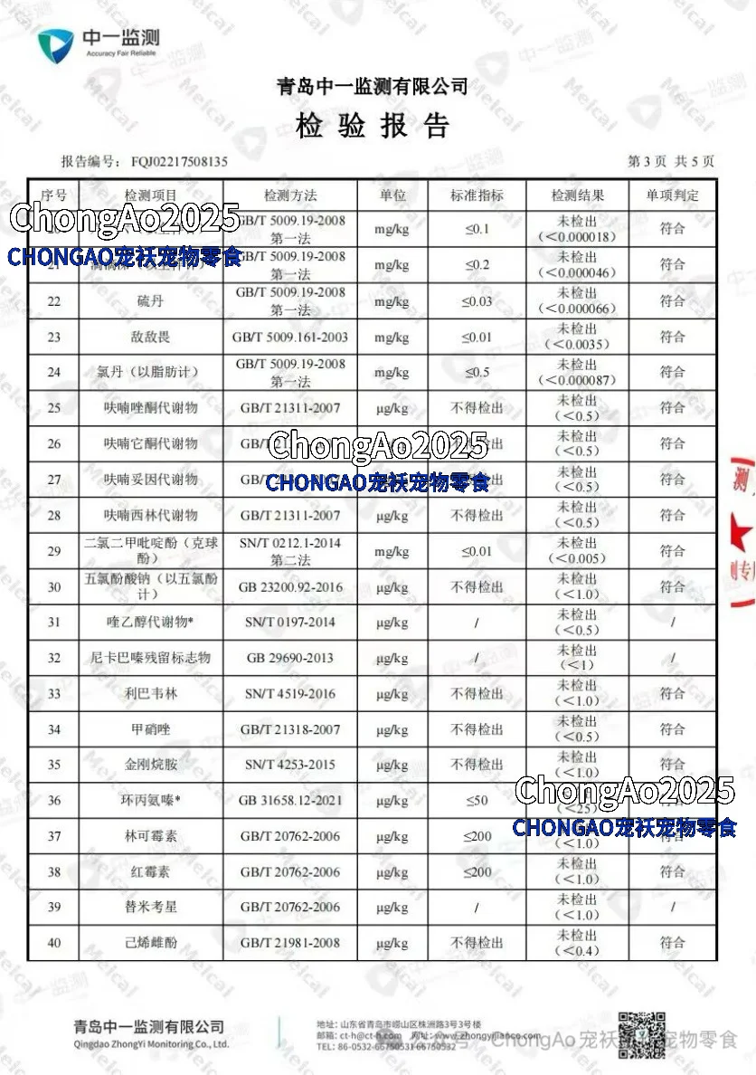报告主子们!宠袄家宠物零食检测报告公示