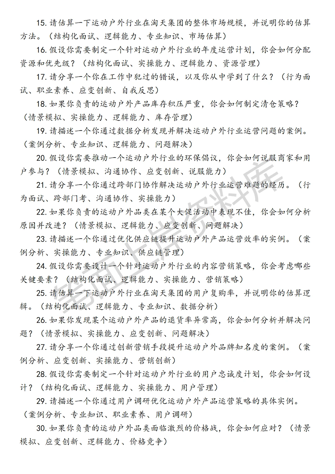 淘天集团运动户外行业运营