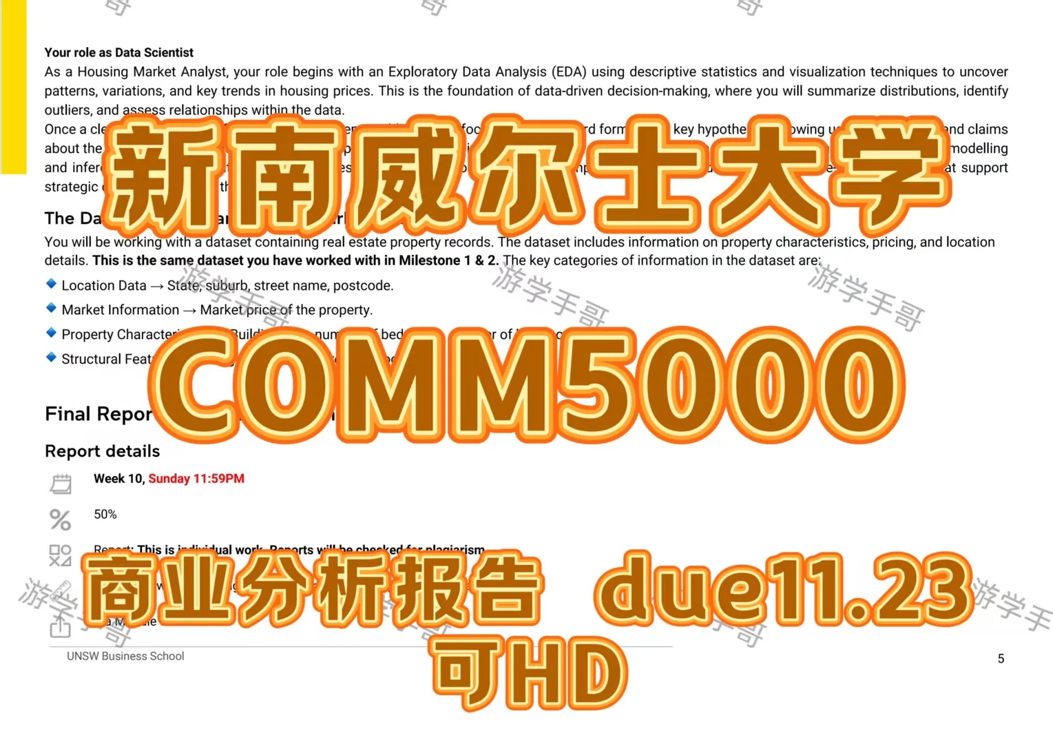 新南威尔士COMM5000 due11.23可滴滴