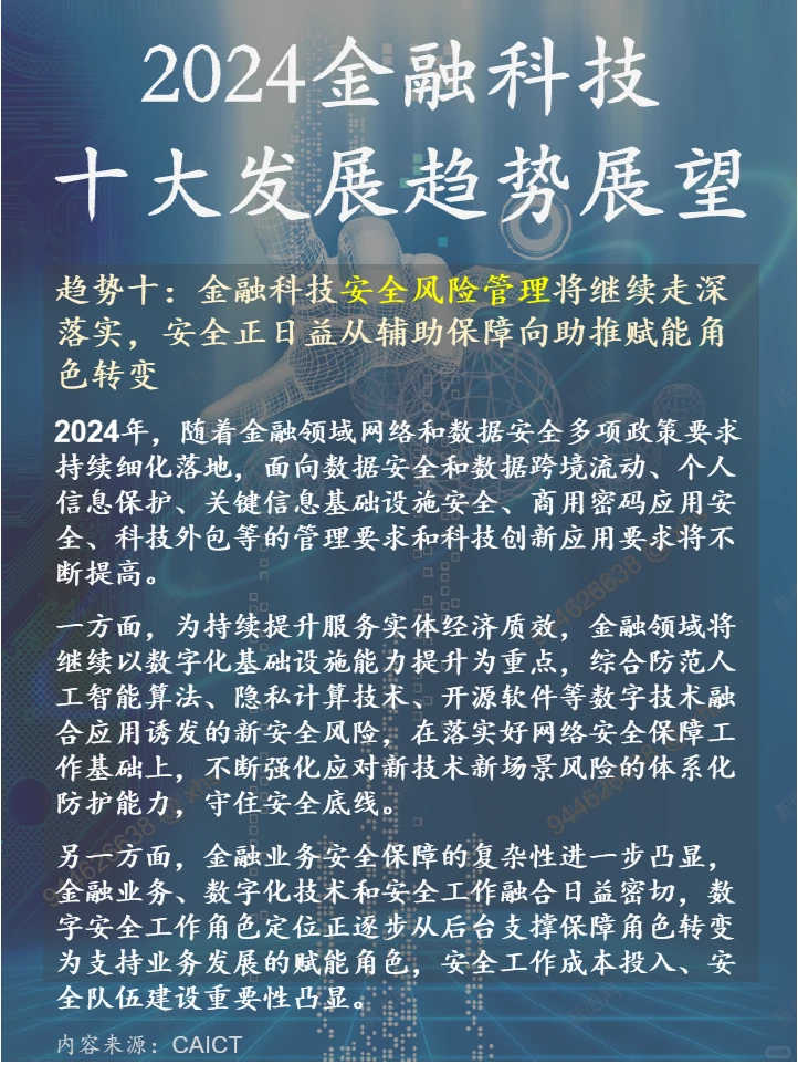 2024金融科技十大发展趋势展望-CAICT
