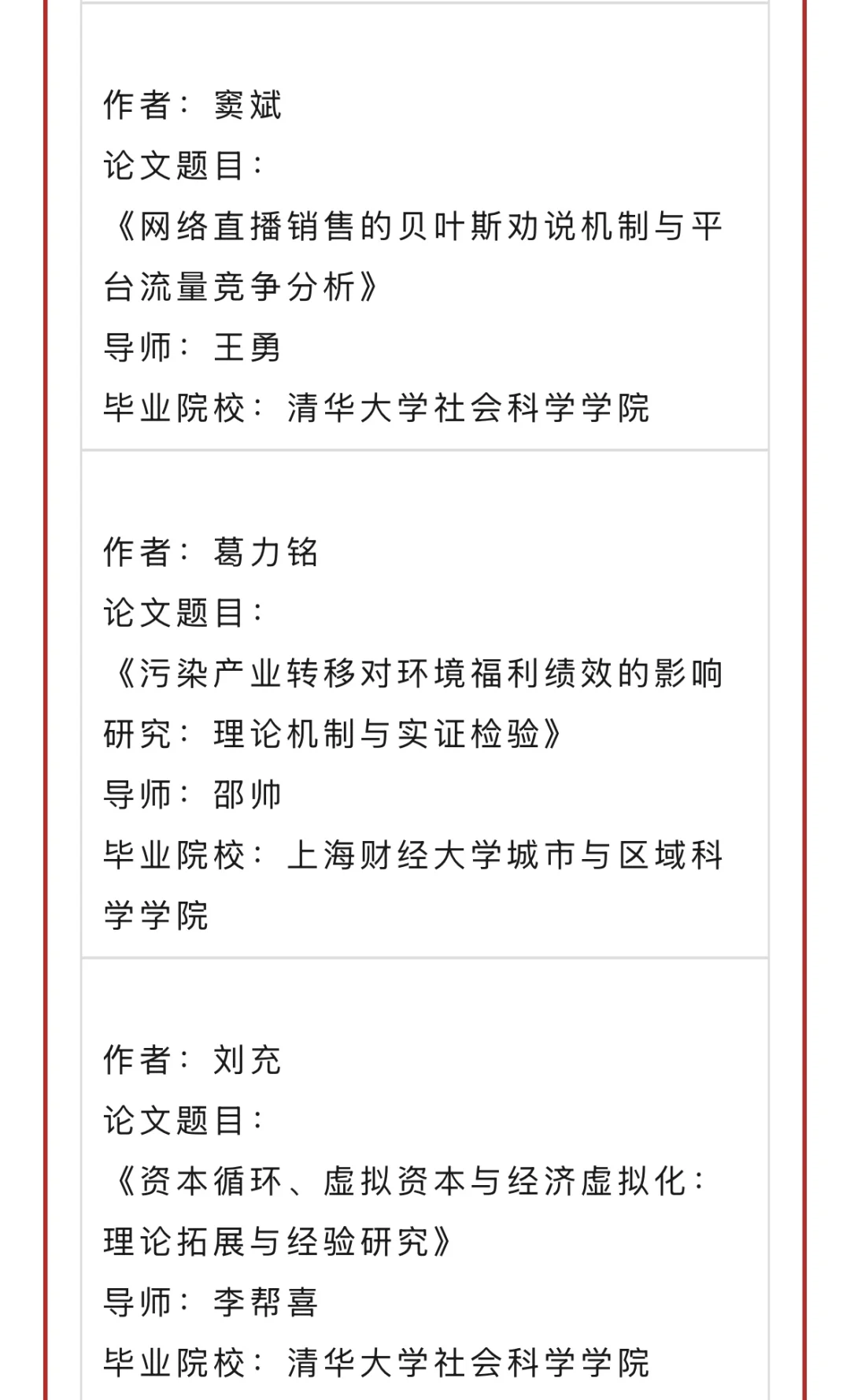 2024年当代经济学博士创新项目成果揭晓