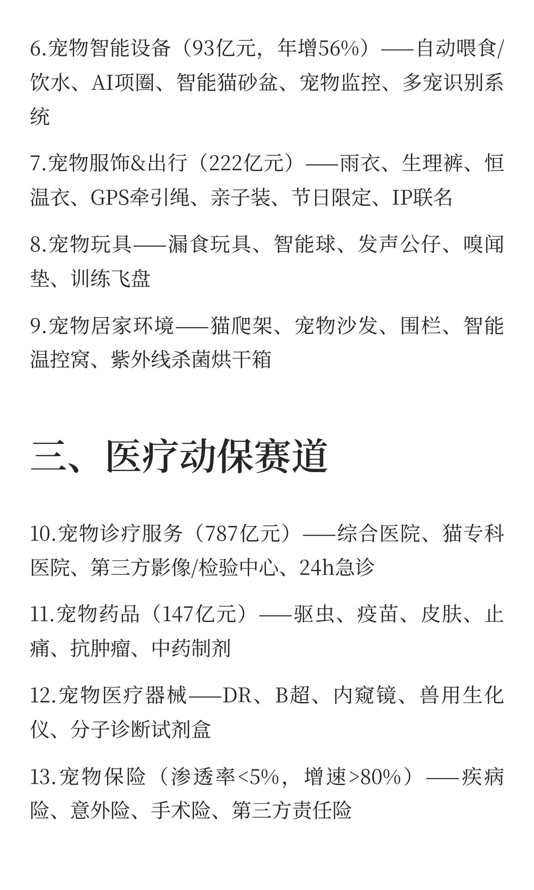 宠物行业细分赛道