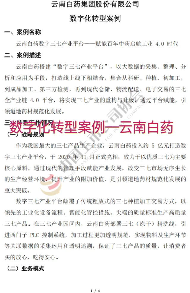 MPAcc论文典型案例—云南白药数字化转型