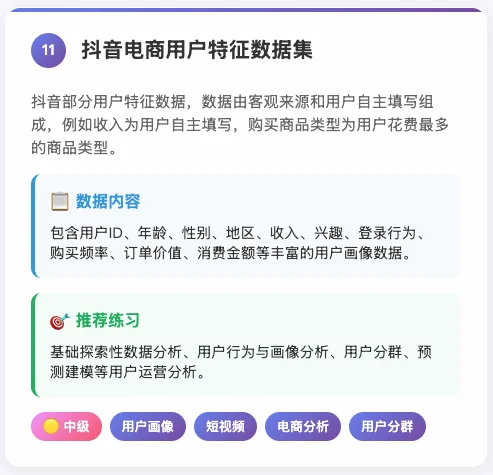 数据分析数据集:淘宝、抖音、滴滴、外卖…