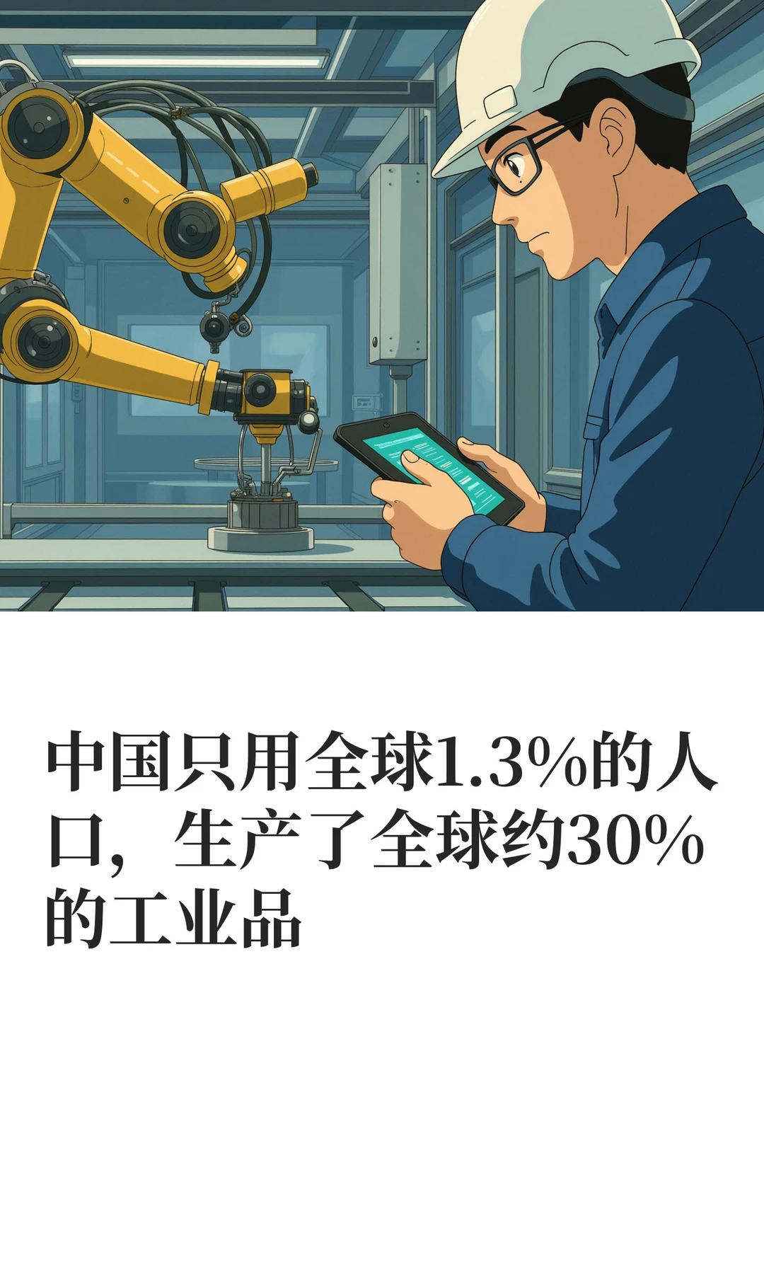 中国只用全球1.3%的人口，生产了全球约30%