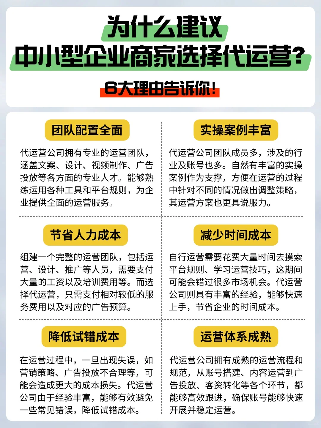 为什么建议中小型企业商家选择代运营？