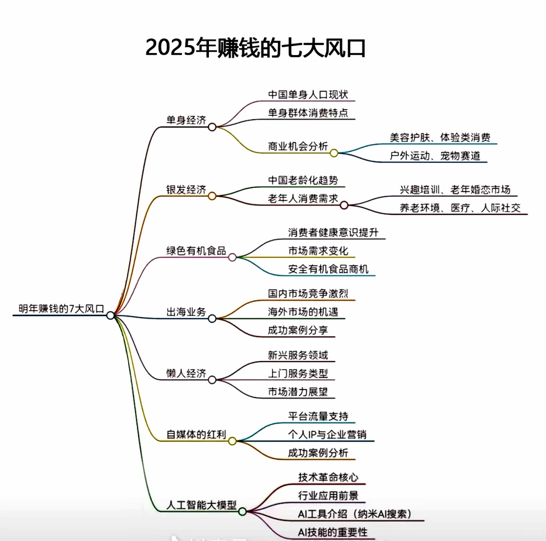 2025赚钱的七大风口。你怎么看？
