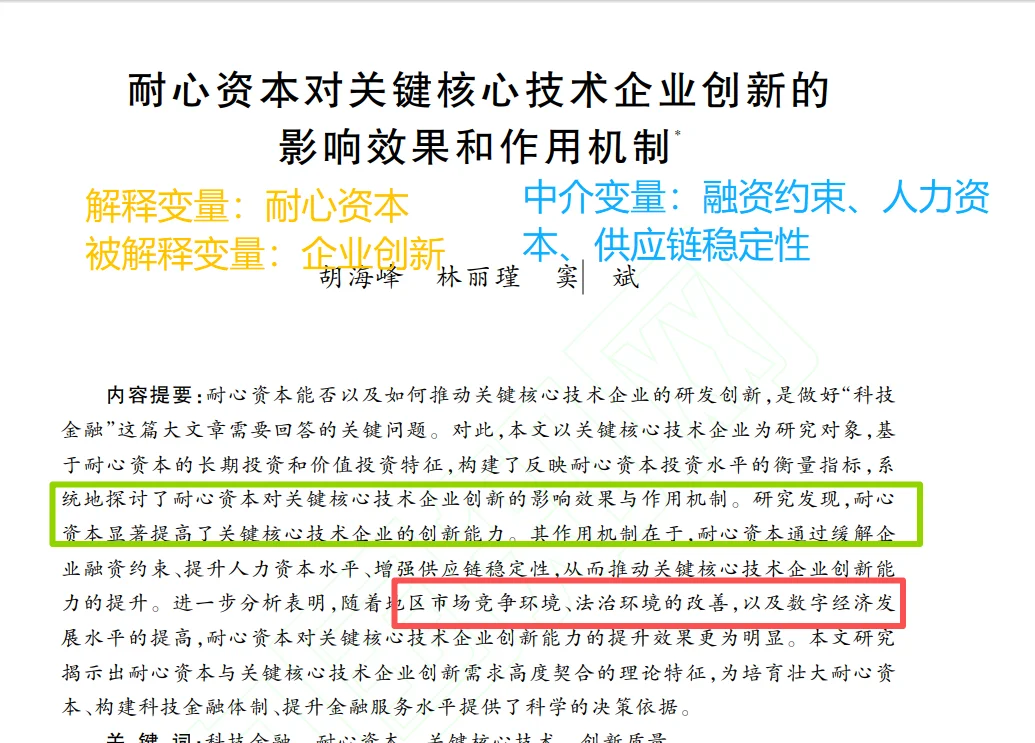实证揭秘!耐心资本如何影响创新新新新选题