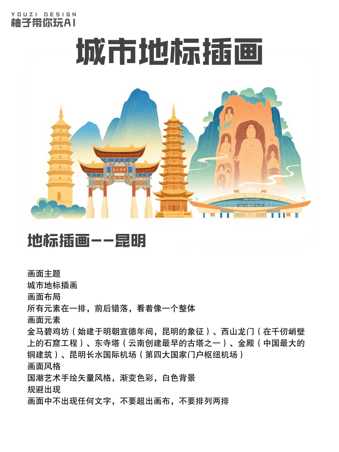 码住?用AI做城市地标插画 | 附提示词?